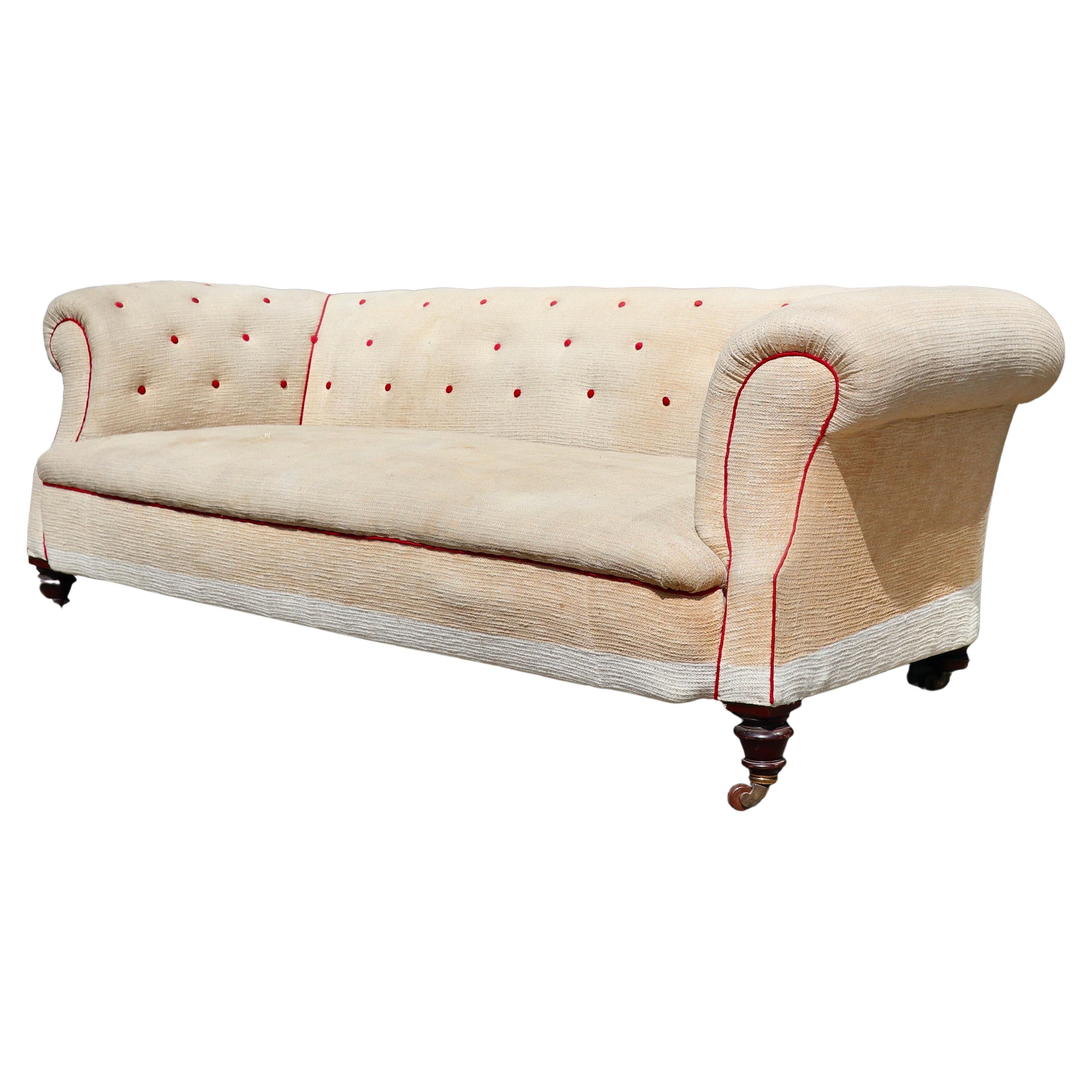 LARGE VICTORIAN ENGLISH CHESTERFIELD SOFA c1890 For Sale