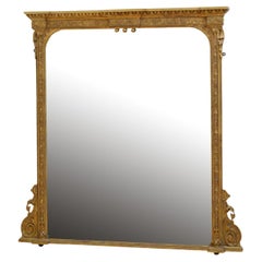 Large Victorian English Giltwood Overmantel Mirror H139cm