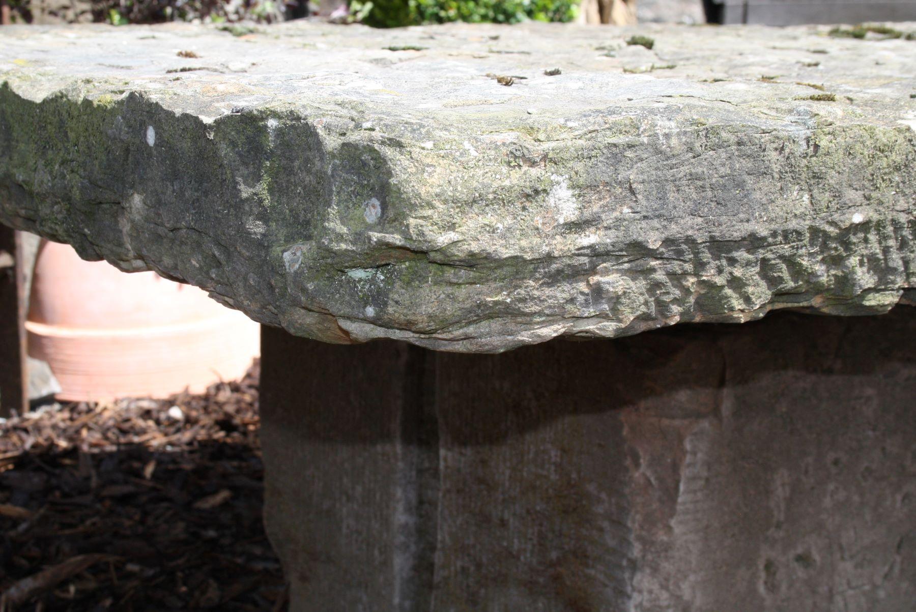 Large Victorian English York Stone Garden Table Weathered Stone Garden Feature 3