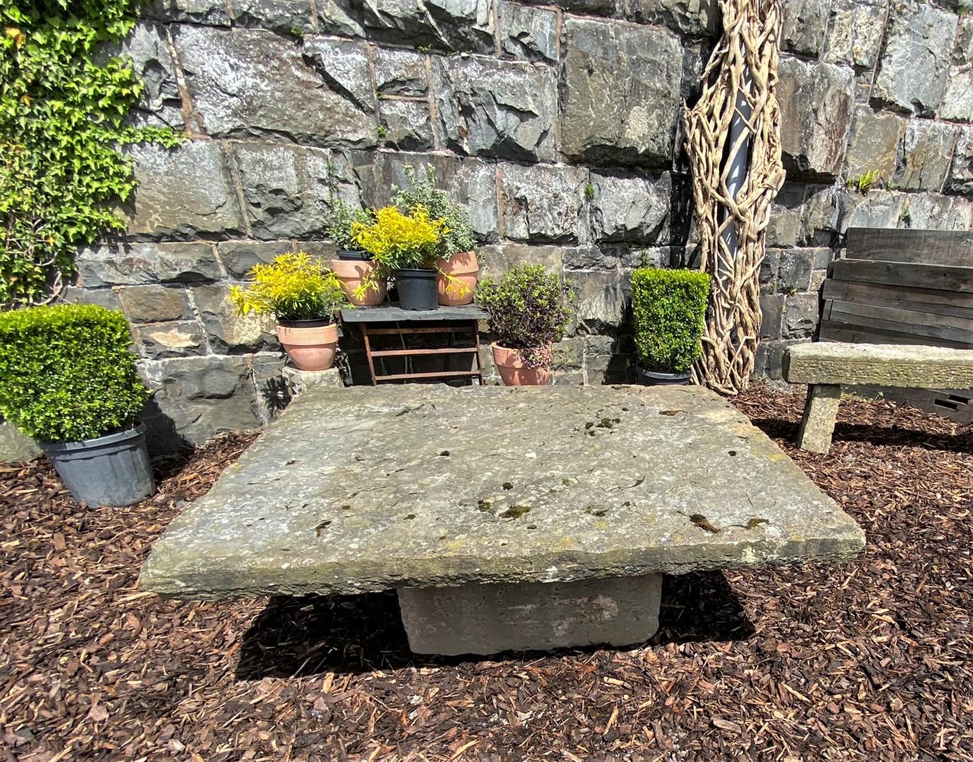 Large Victorian English York Stone Garden Table Weathered Stone Garden Feature 6