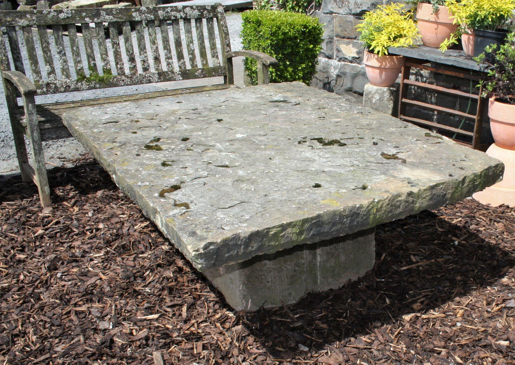Large Victorian English York Stone Garden Table Weathered Stone Garden Feature 12