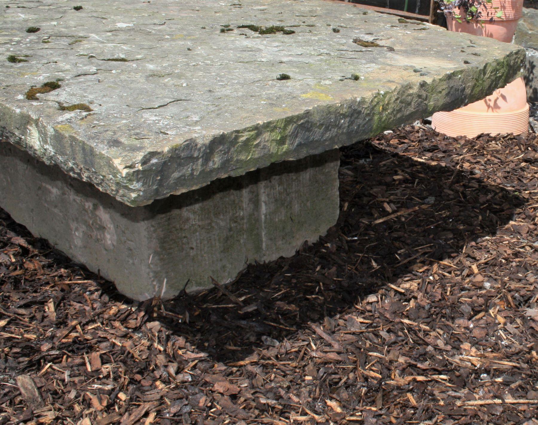 Large Victorian English York Stone Garden Table Weathered Stone Garden Feature In Good Condition In Llanbrynmair, GB
