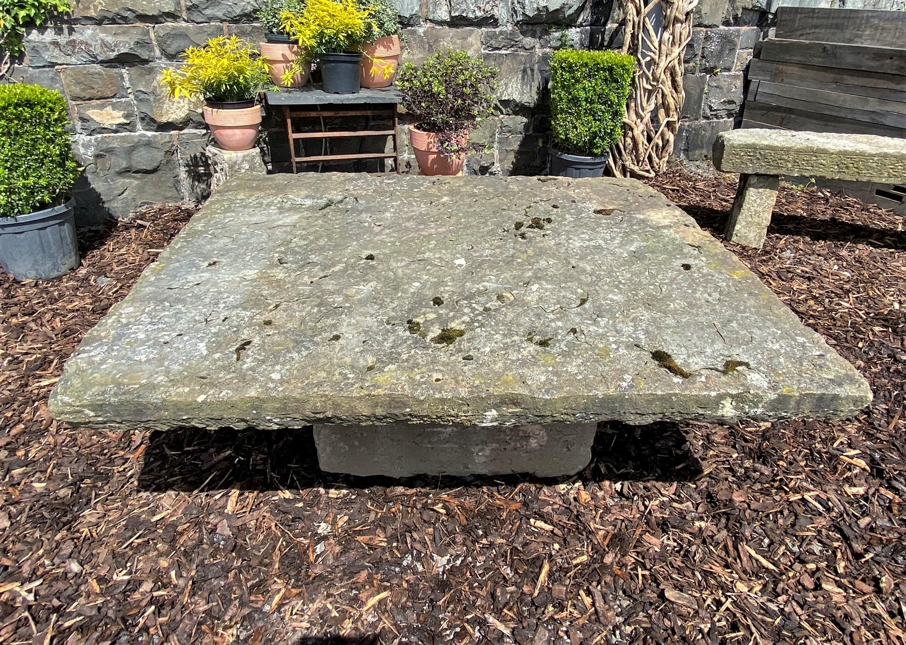 Large Victorian English York Stone Garden Table Weathered Stone Garden Feature 2