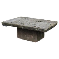 Large Victorian English York Stone Garden Table Weathered Stone Garden Feature