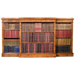 Large Victorian Figured Walnut Dwarf Open Bookcase