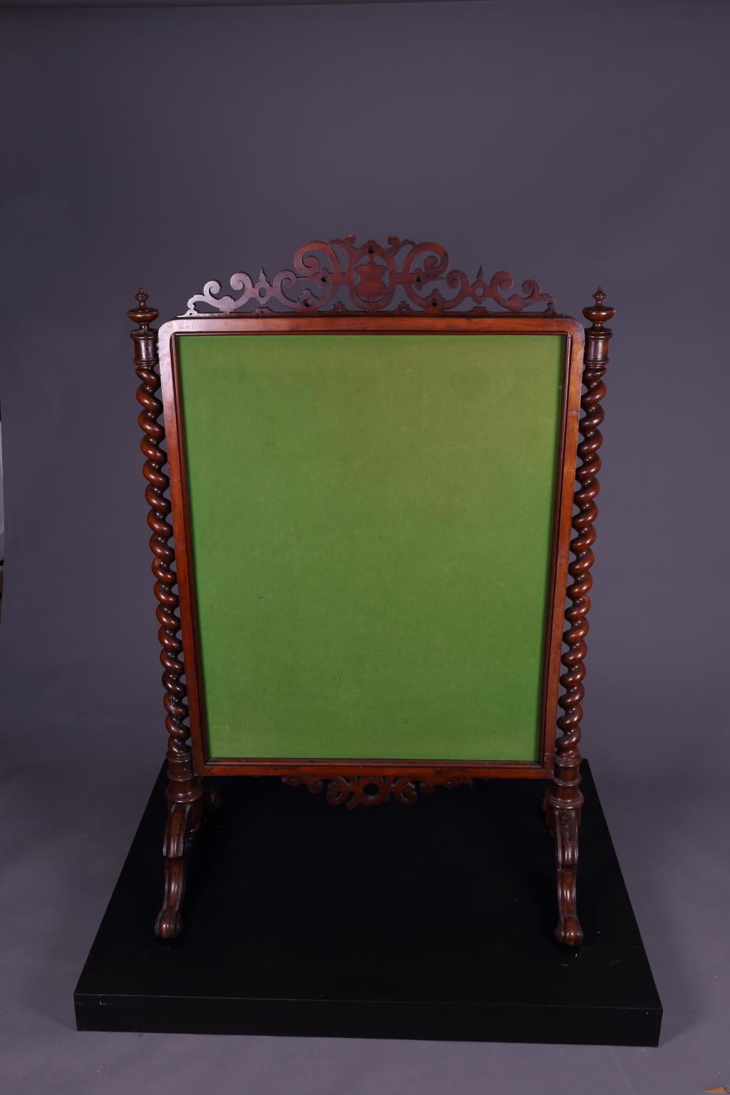 19th Century Large Victorian Fire Screen Walnut and Mahogany with Dog Tapestry, circa 1880