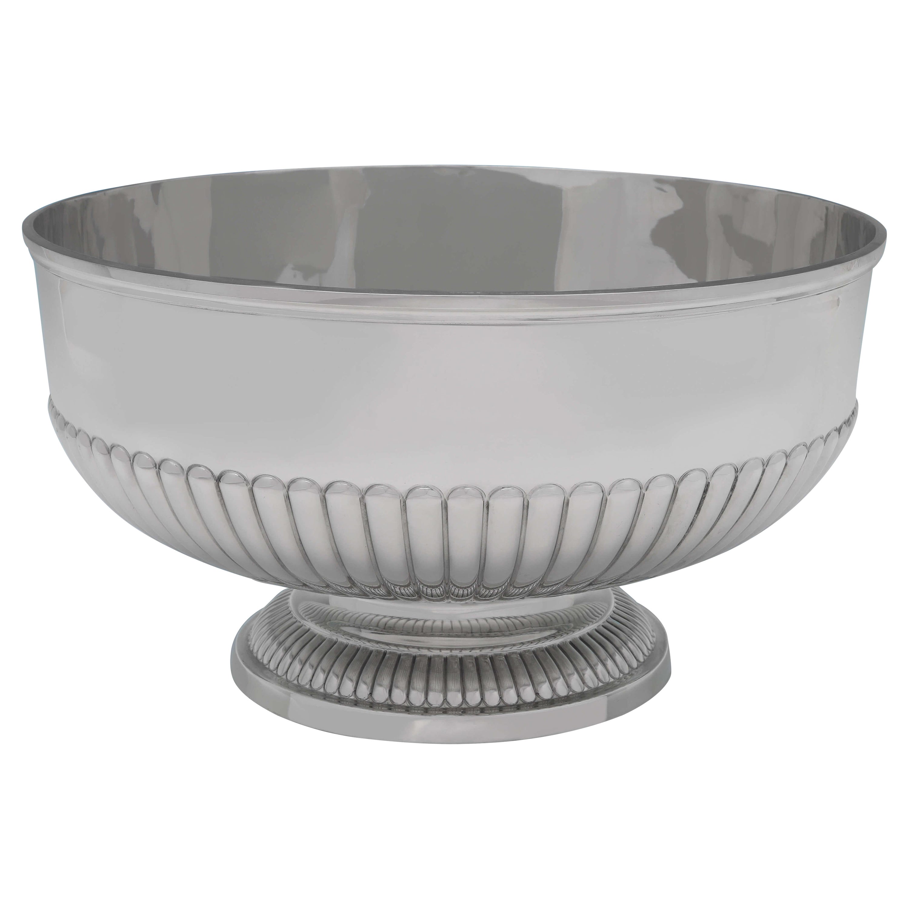 Large Victorian Fluted Antique Sterling Silver Bowl, Mappin 
Webb, 1895