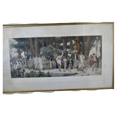 Antique Large Victorian Framed Colour Print of the Daphnephoria