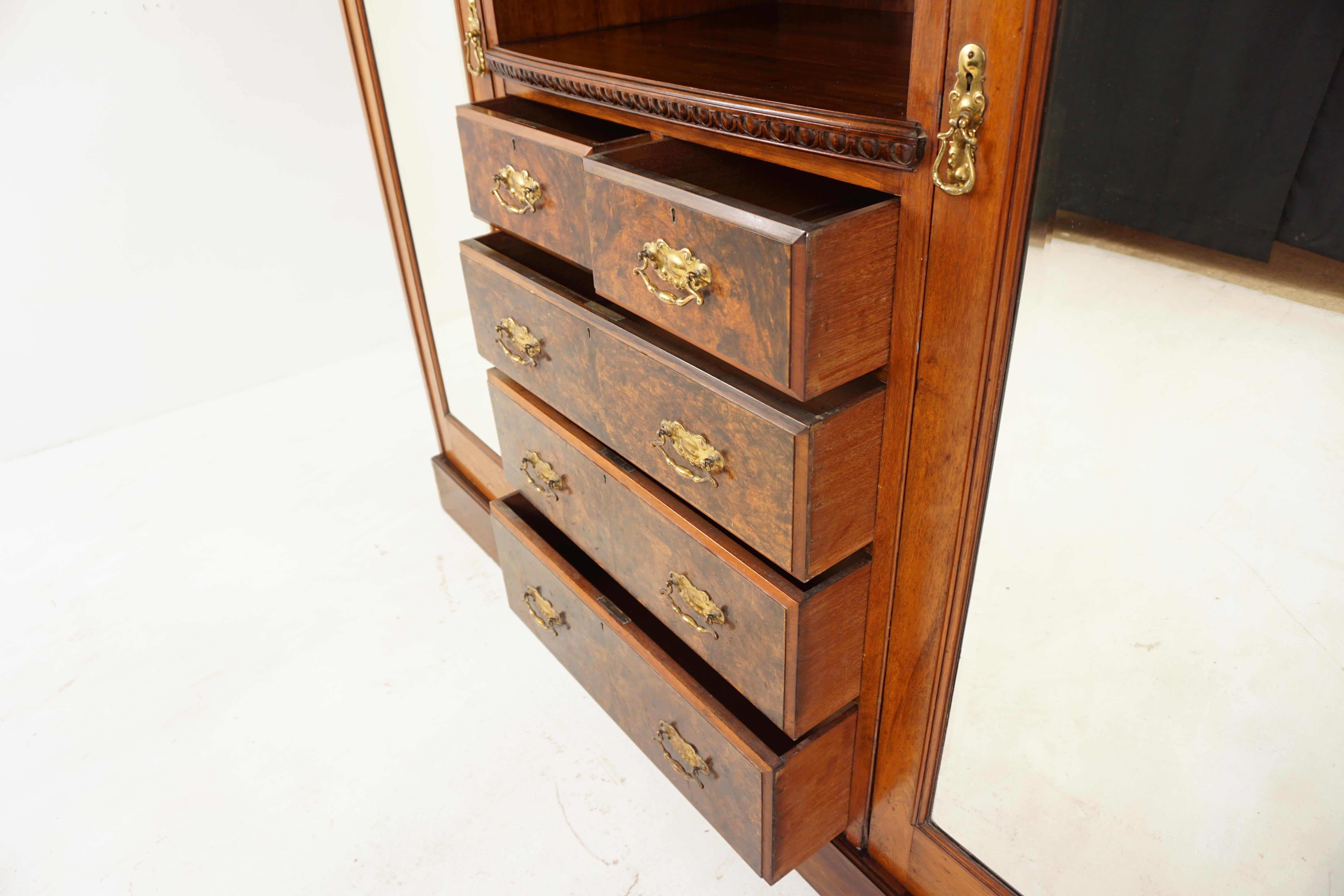 Large Victorian Gentleman's Compactum Armoire, Wardrobe, Scotland 1880, B2584 In Good Condition In Vancouver, BC