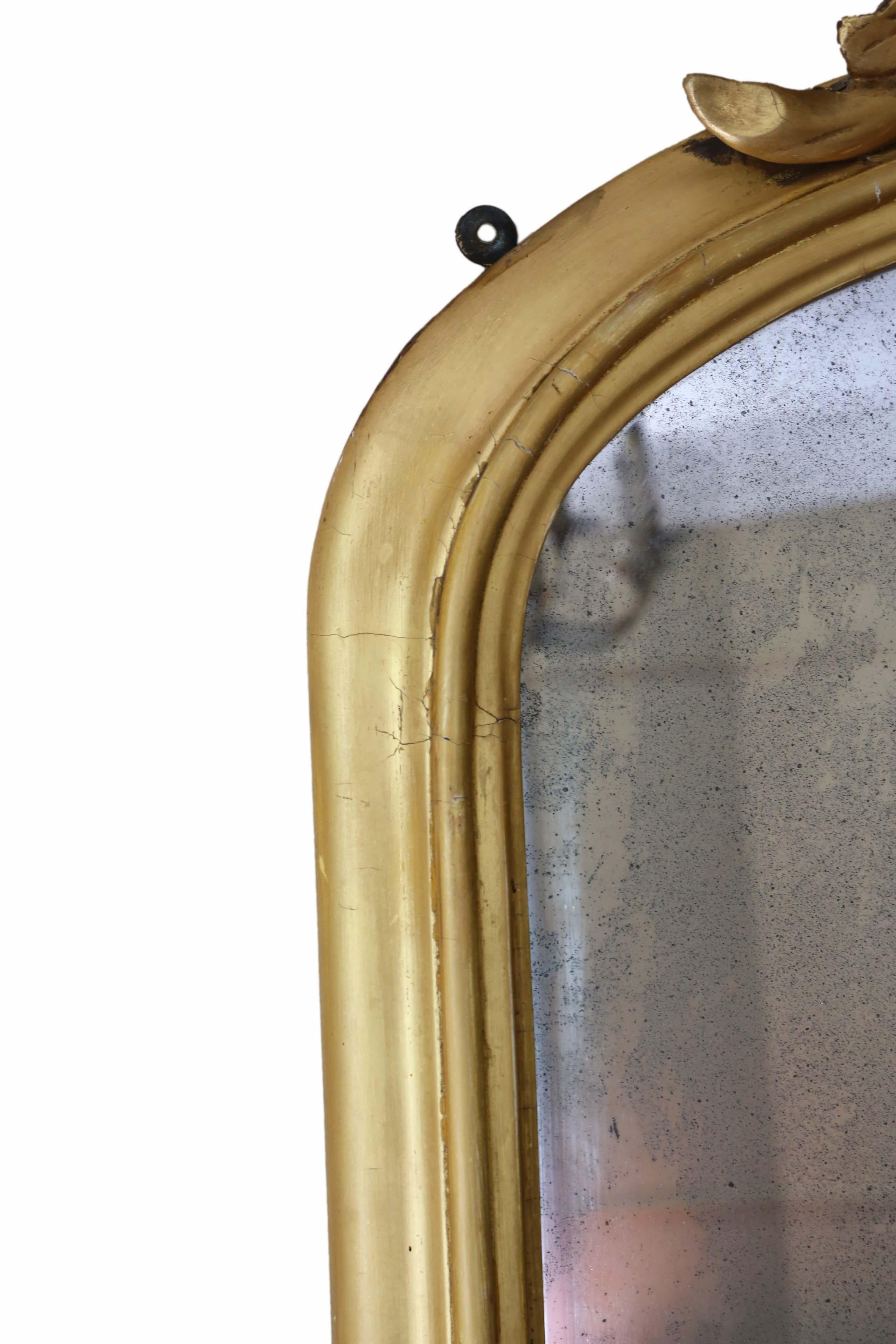 Large Victorian Gilt Overmantle or Wall Mirror In Good Condition In Wisbech, Cambridgeshire