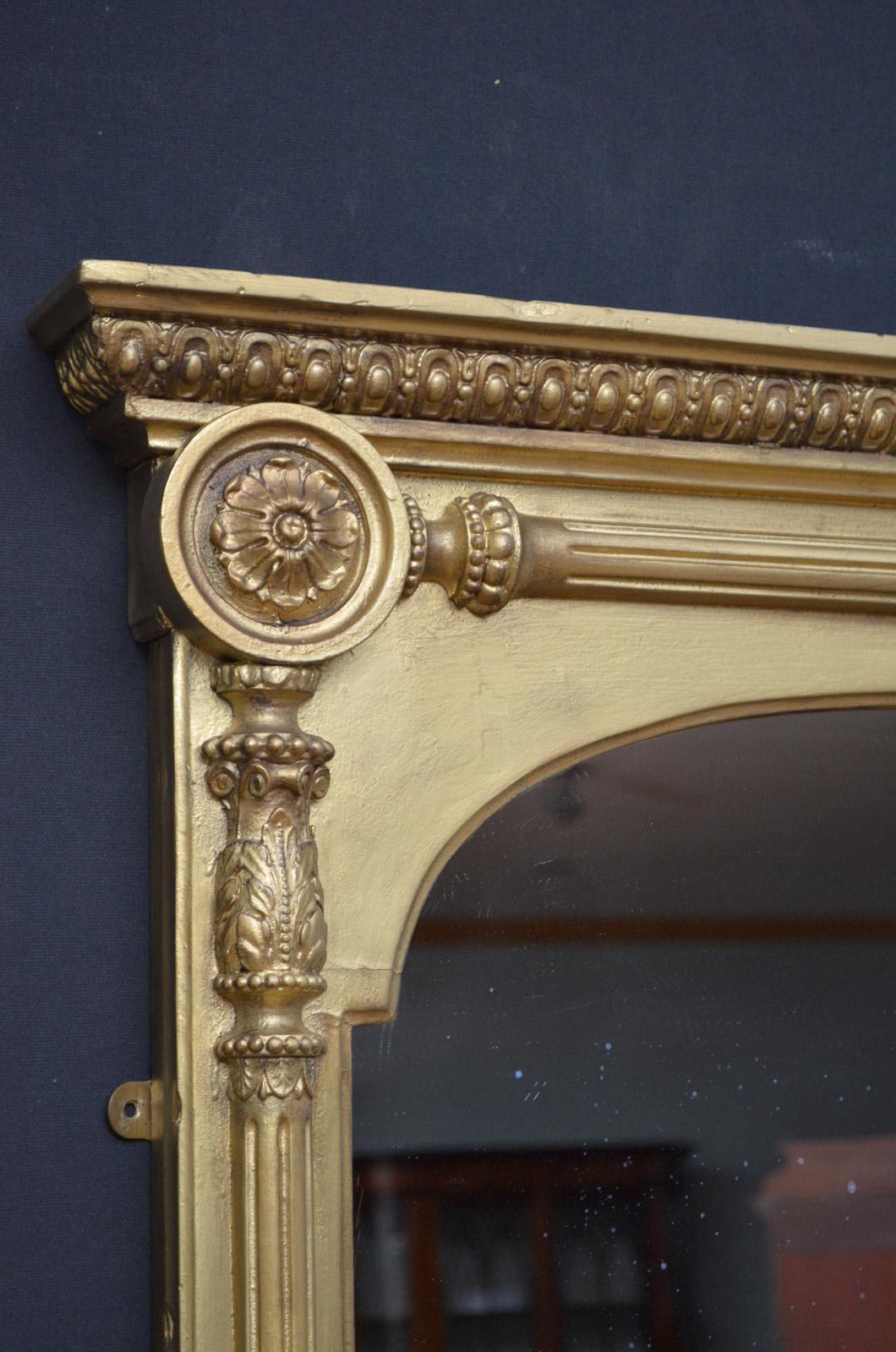 Large Victorian Giltwood Wall Mirror In Good Condition In Whaley Bridge, GB