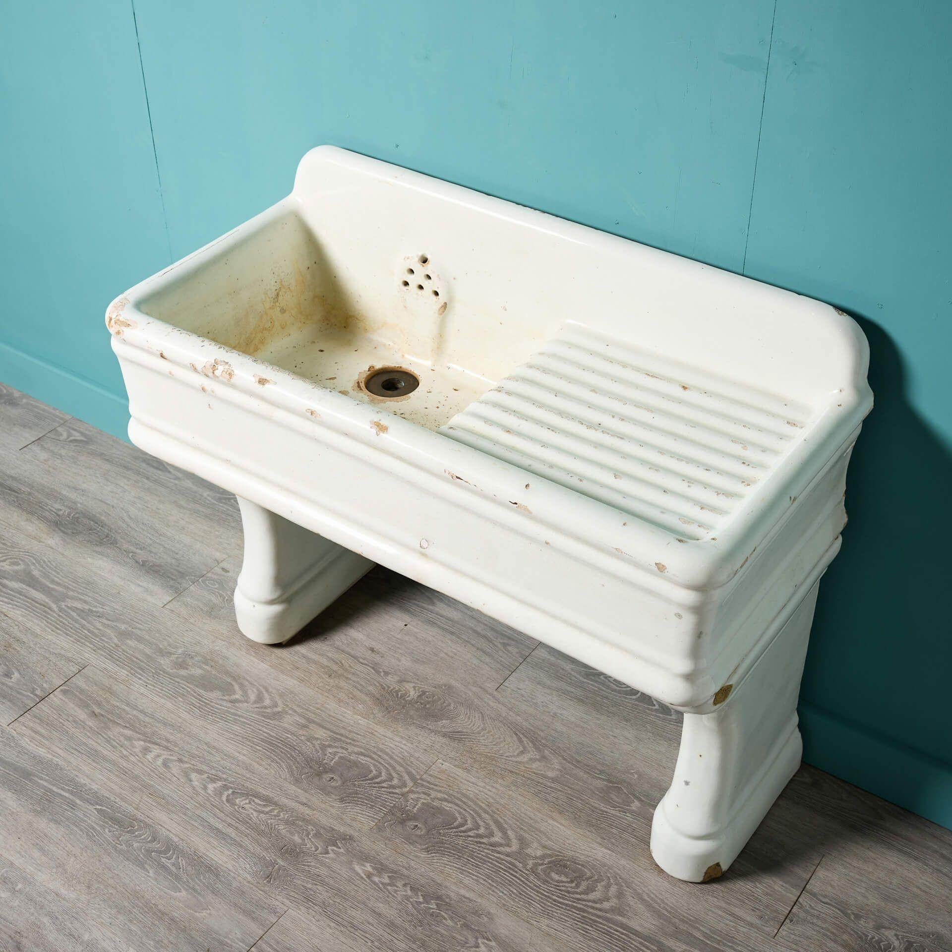 English Large Victorian Glazed Stoneware Utility Basin