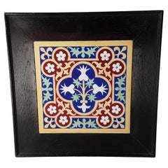 Grande gotico vittoriano  Piastrella Minton disegnata da A. W. N. Pugin in cornice ebanizzata