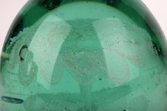 Large Victorian Green Glass Dump Weight with Flowering Stems