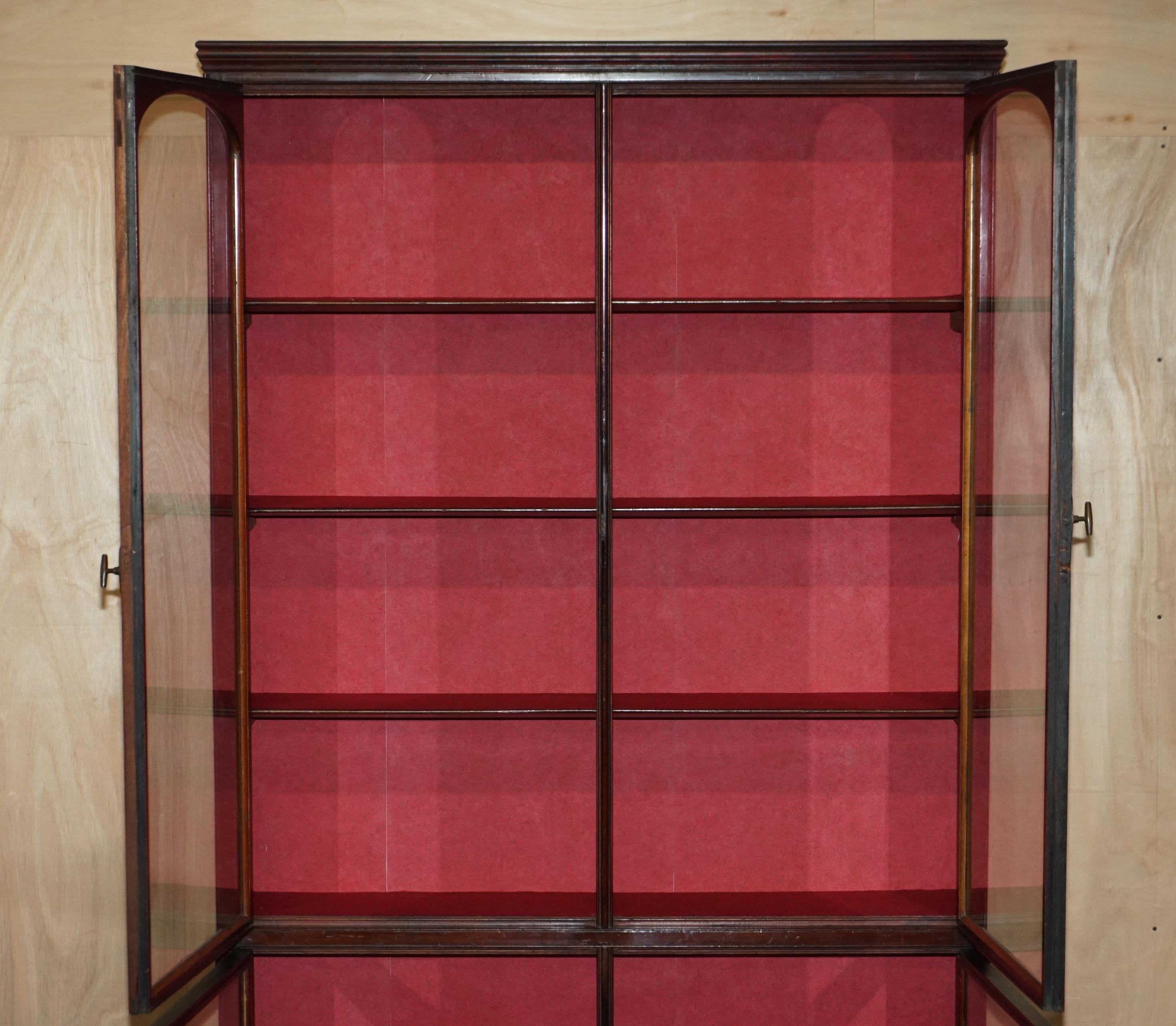 LARGE VICTORIAN HABERDASHERY APOTHECARY SHOPS CABiNET GLAZED DOOR BOOKCASE For Sale 4