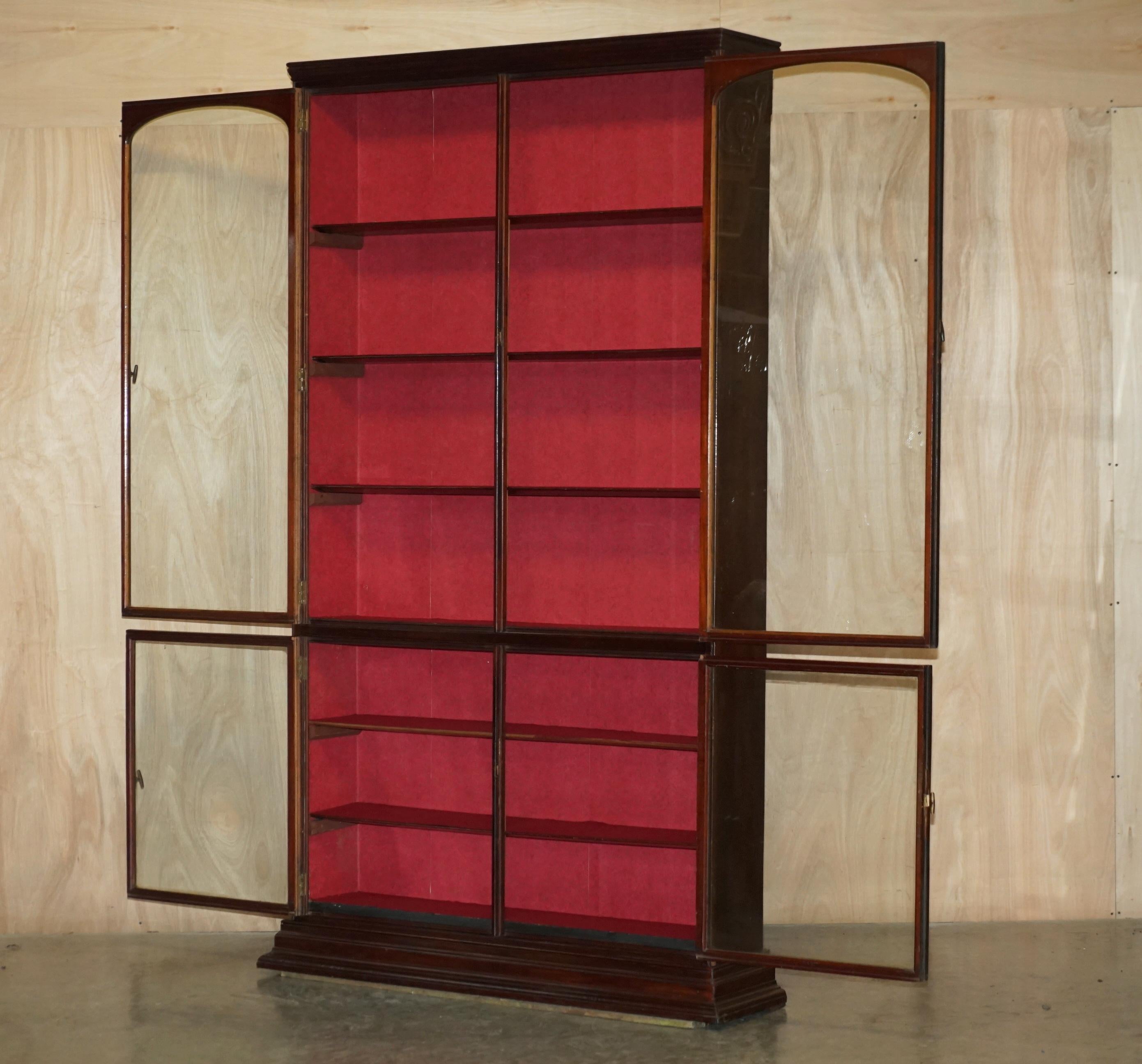 LARGE VICTORIAN HABERDASHERY APOTHECARY SHOPS CABiNET GLAZED DOOR BOOKCASE For Sale 10