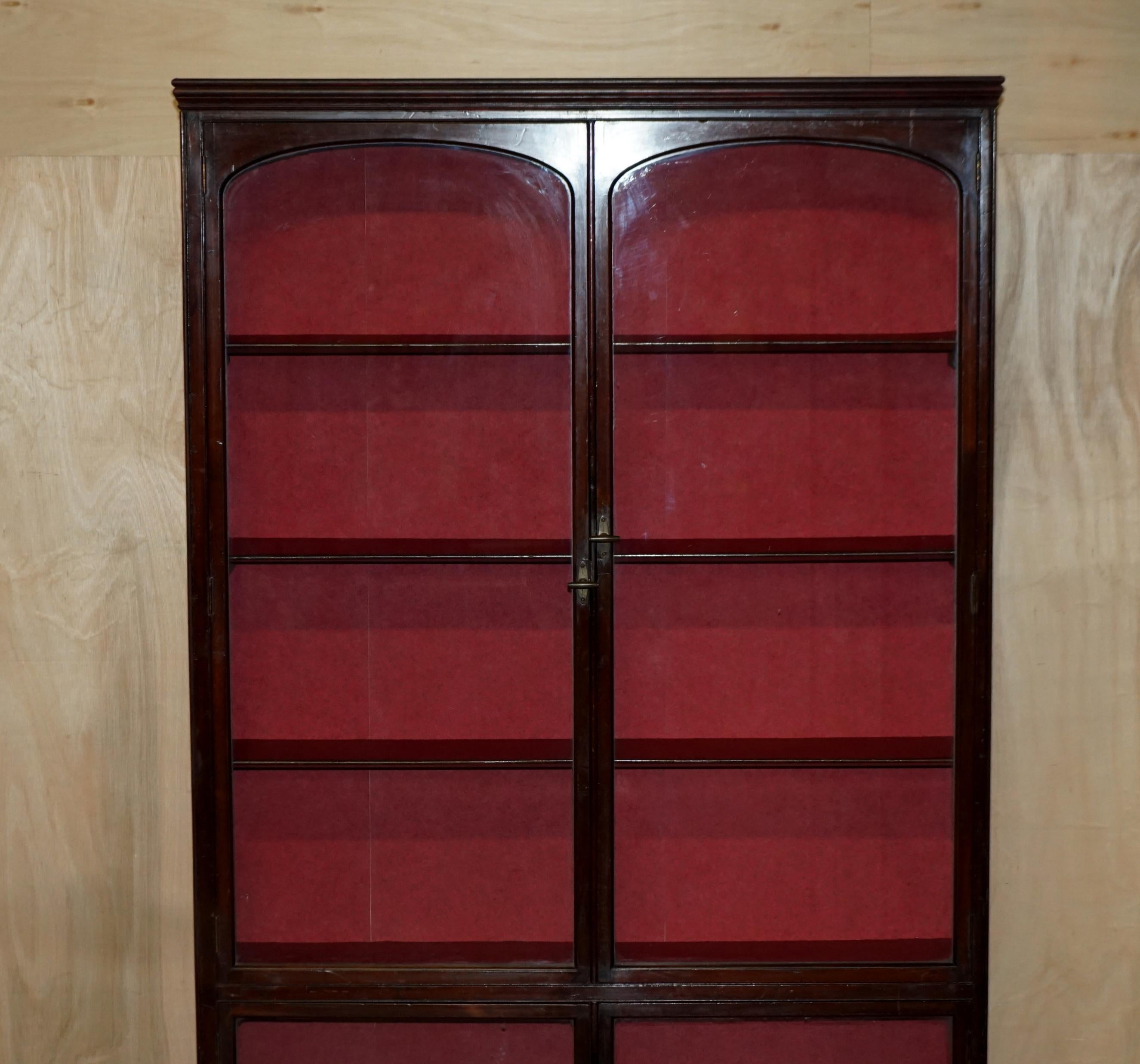 High Victorian LARGE VICTORIAN HABERDASHERY APOTHECARY SHOPS CABiNET GLAZED DOOR BOOKCASE For Sale