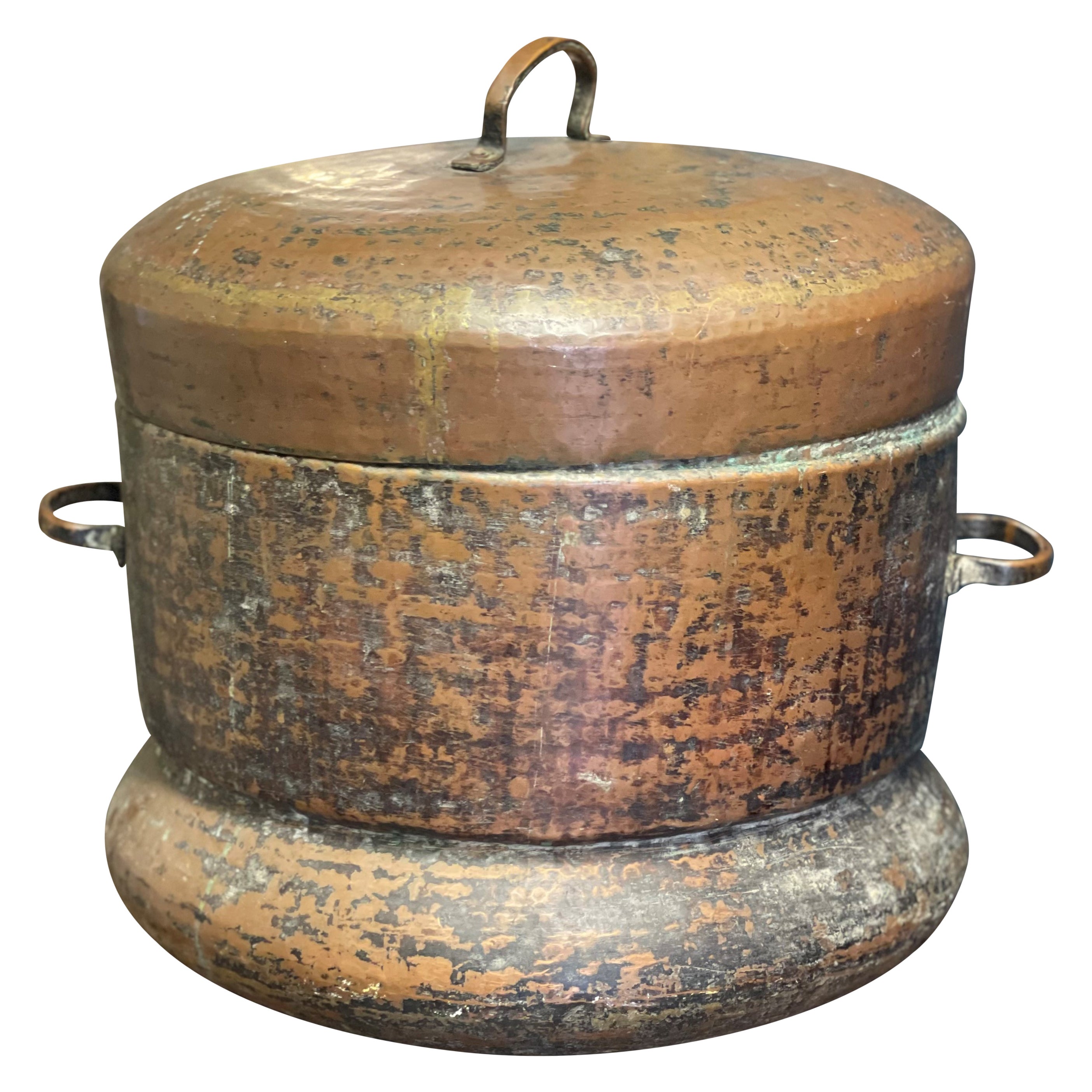 Large Victorian Hammered Copper Cauldron