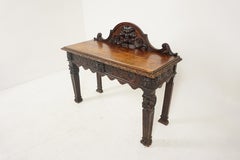 Large Victorian Heavily Carved Oak Green Man Hall Table, Scotland 1880, B2618