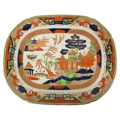 Large Victorian Imari Willow Pattern Meat Plate A lovely piece with timeless