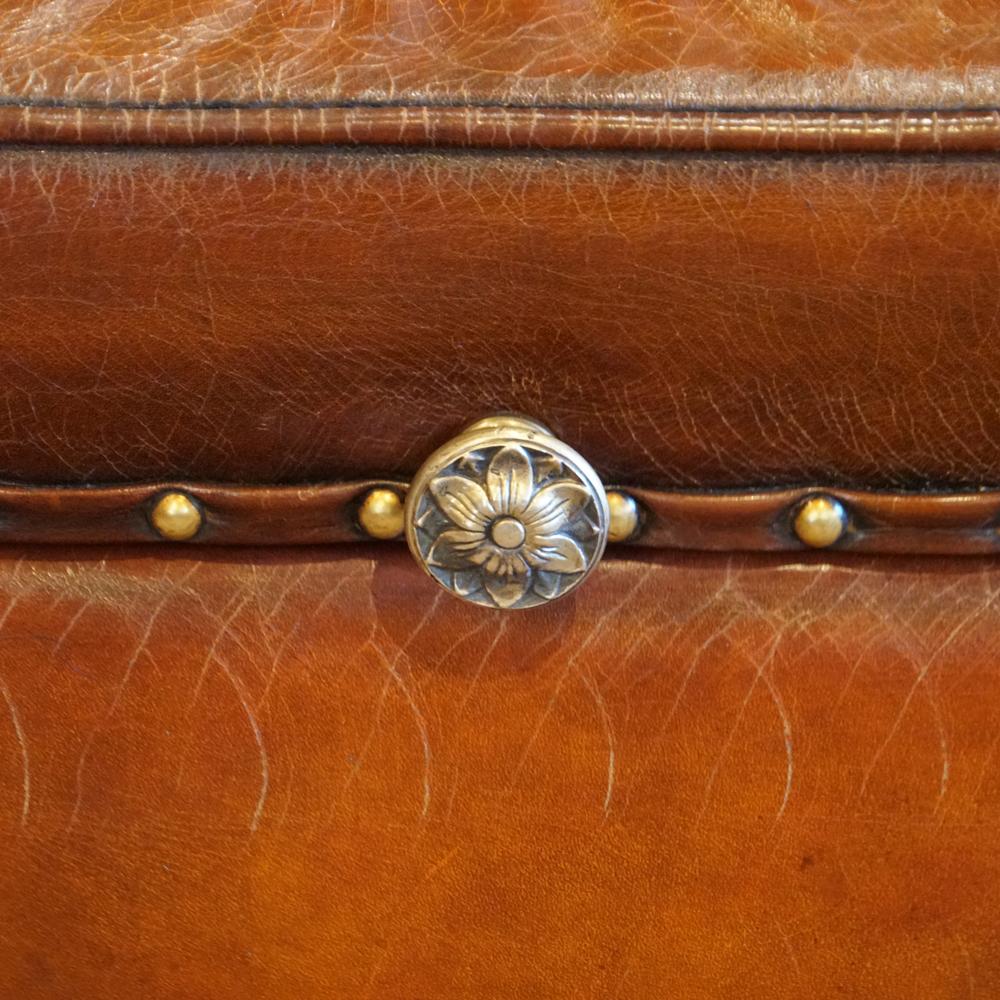 Late 19th Century Large Victorian Leather Ottoman For Sale