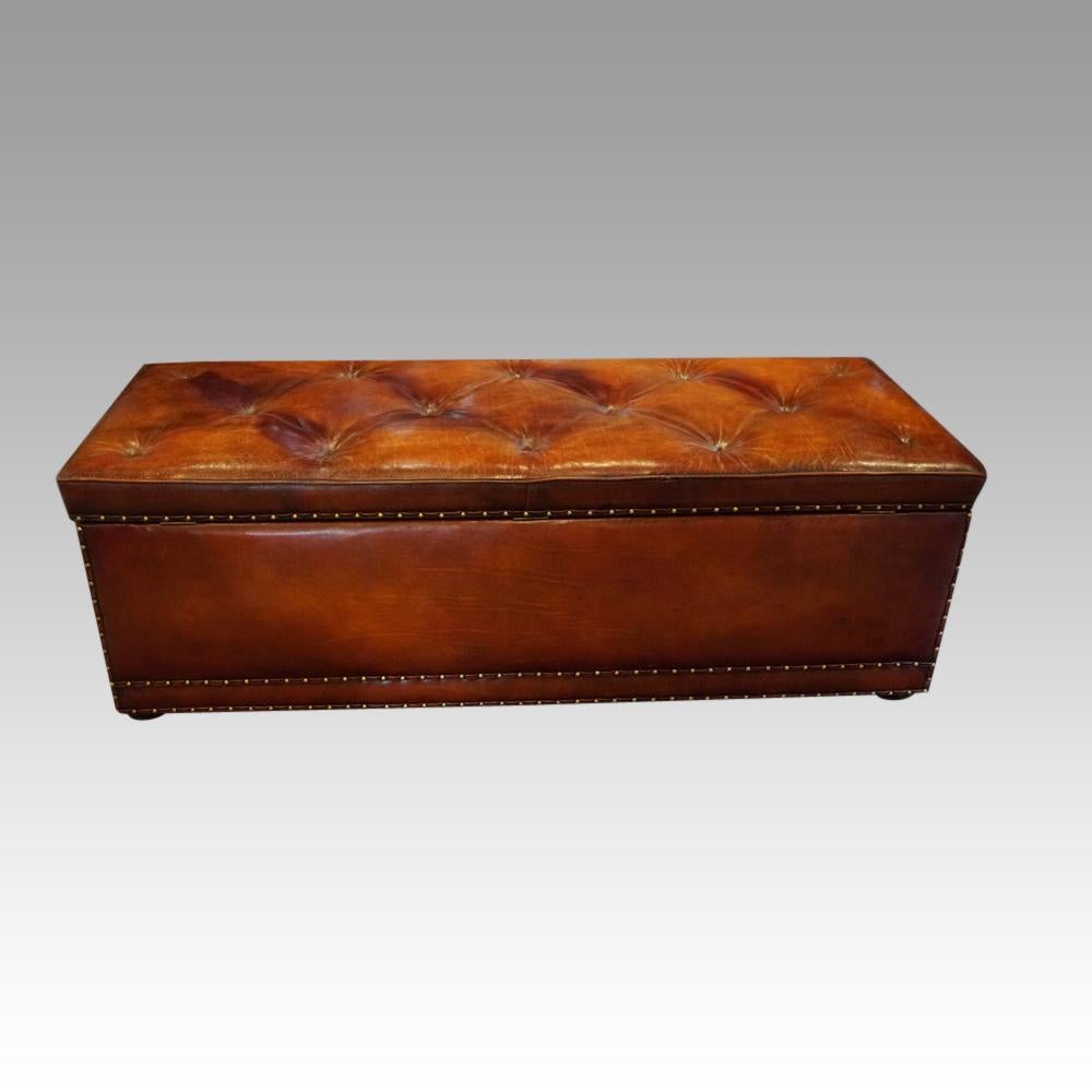 Large Victorian Leather Ottoman For Sale 2