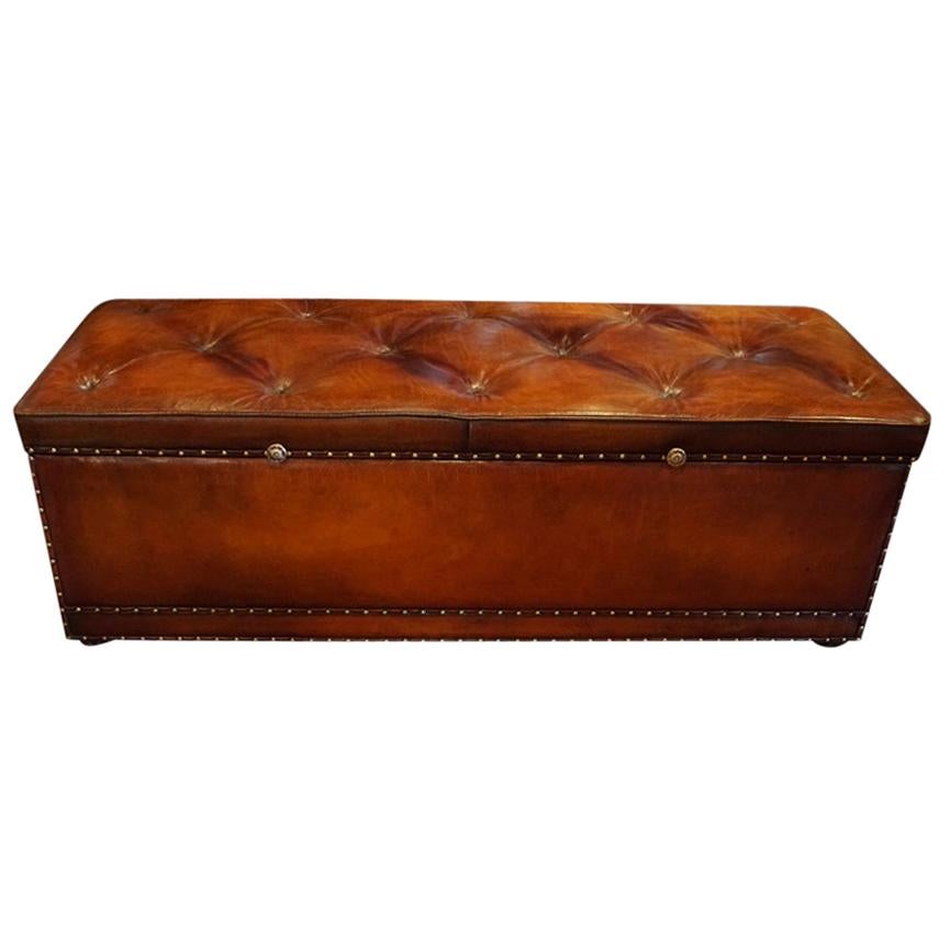 Large Victorian Leather Ottoman For Sale