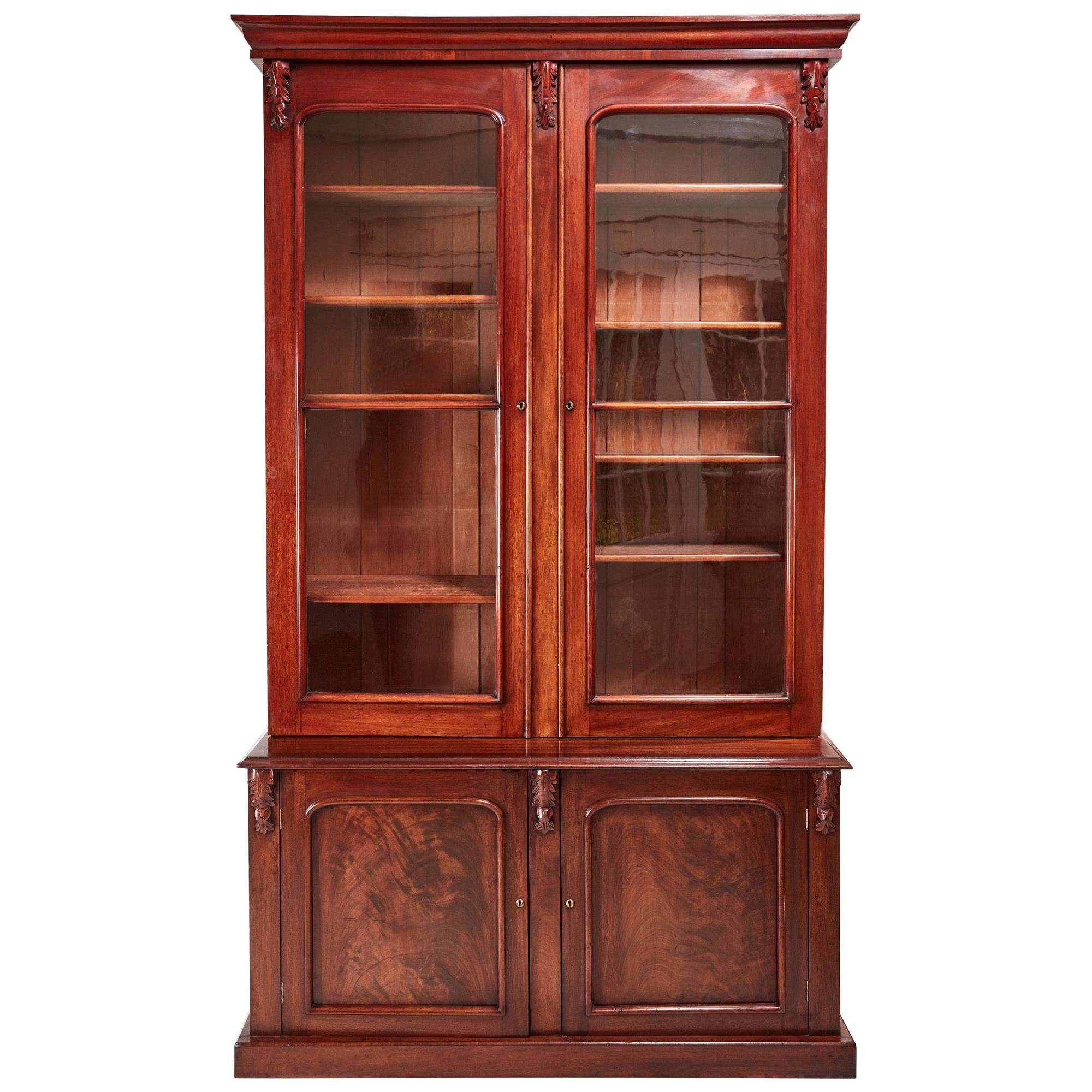 Large Victorian Mahogany Bookcase For Sale