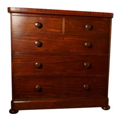Antique Large Victorian Mahogany Chest of Drawers with Blanket Bottom Drawer
