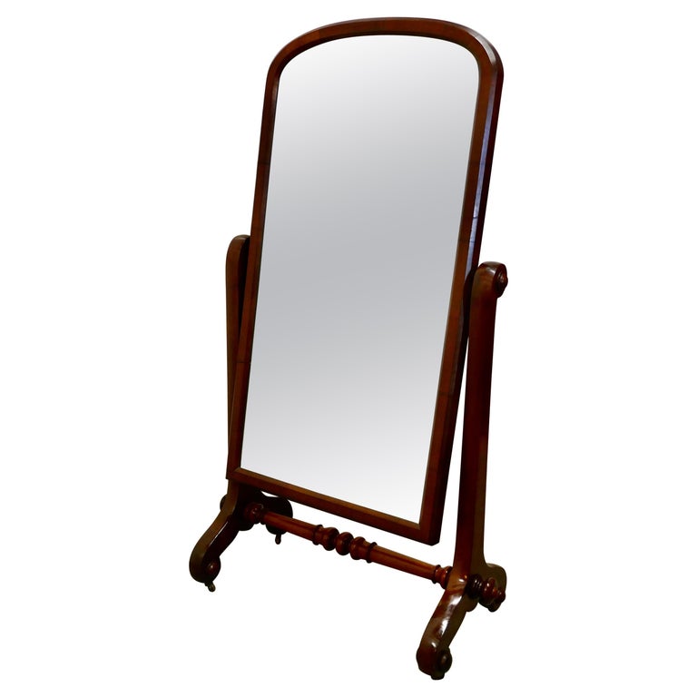 Large Victorian Mahogany Cheval Mirror For Sale