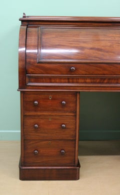 Large Victorian Mahogany Cylinder Desk