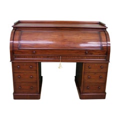 Antique Large Victorian Mahogany Cylinder Desk