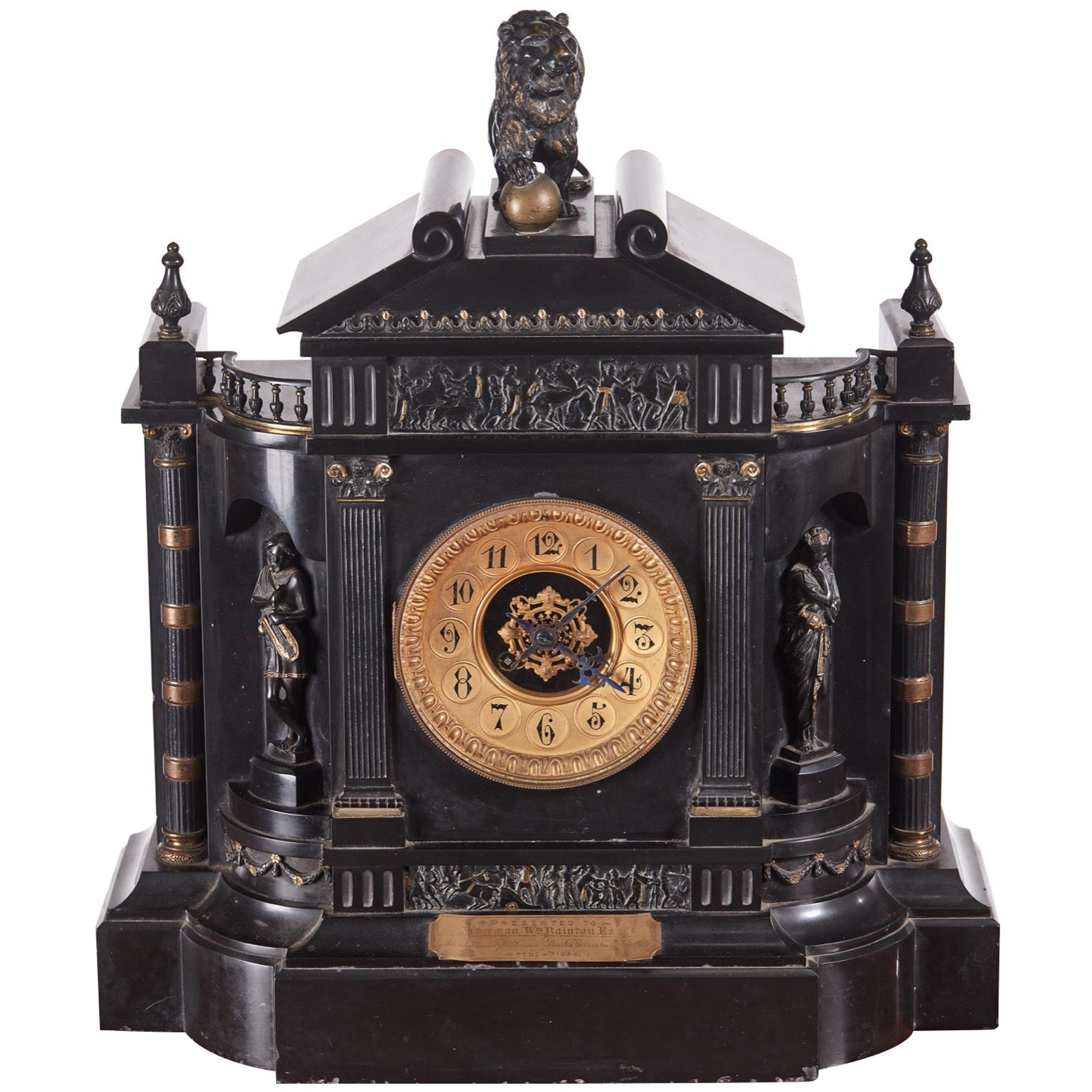 Exceptional Victorian Wall Clock, Large Mahogany Clock For Sale at 1stDibs