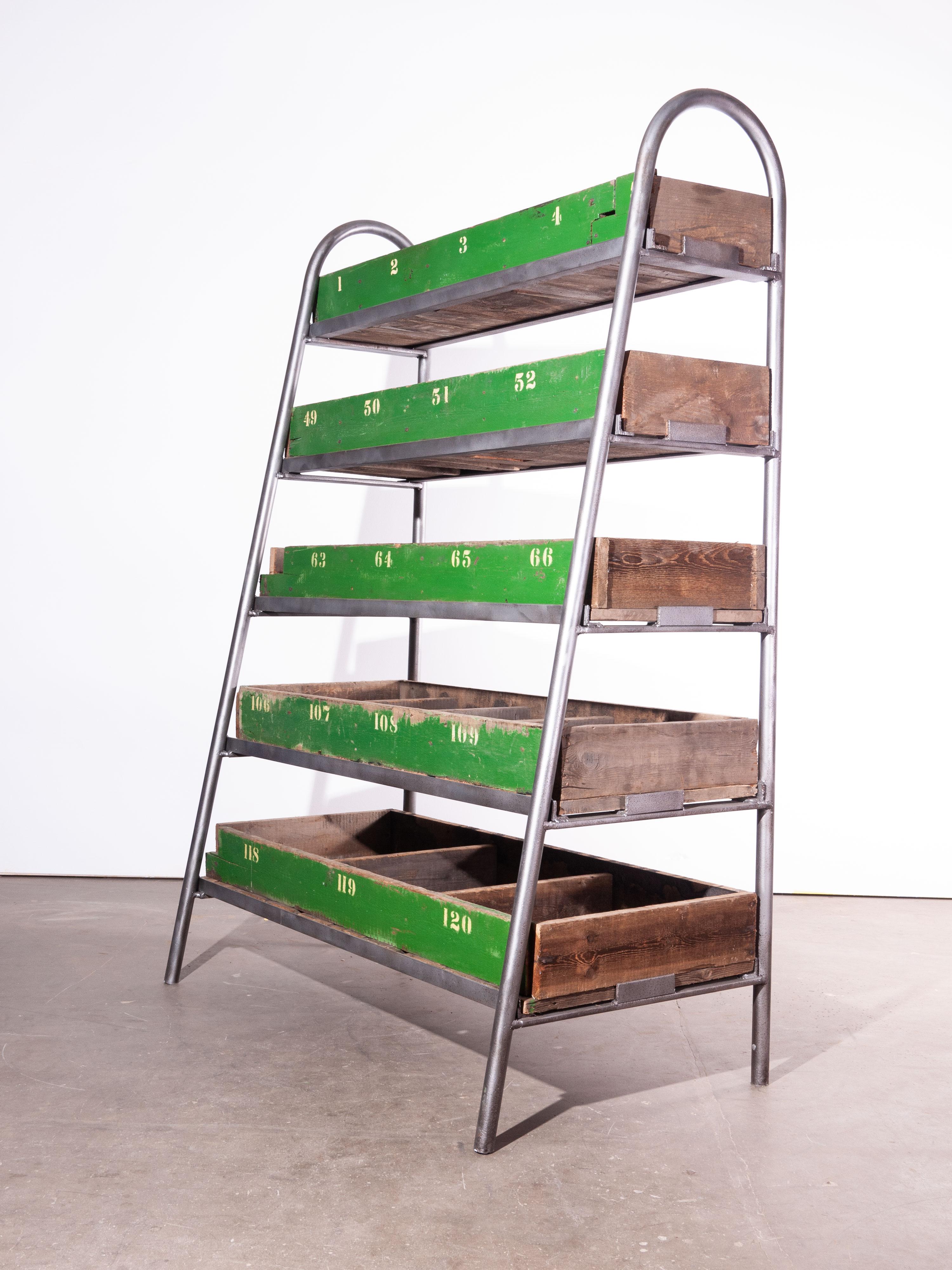 Large Victorian Metal Industrial Shelving Unit, Shelf, Pigeon Hole, 5