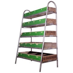 Large Victorian Metal Industrial Shelving Unit, Shelf, Pigeon Hole, 5 Shelf