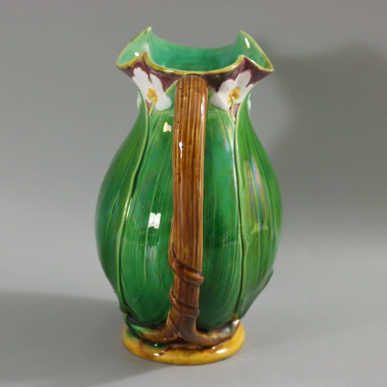 Mid-19th Century Large Victorian Minton Majolica Lily Jug/Pitcher For Sale