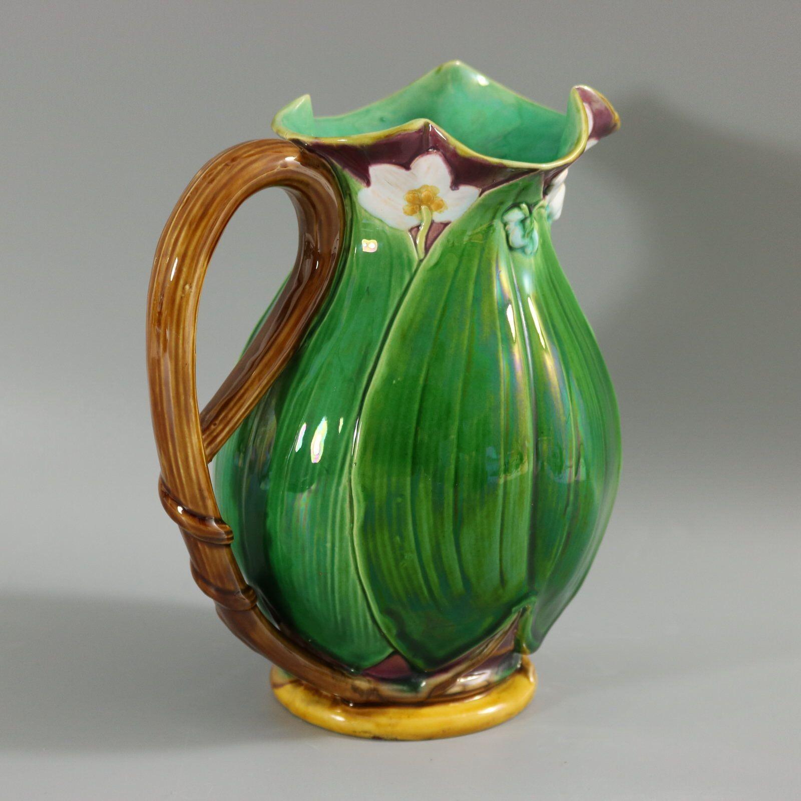 Large Victorian Minton Majolica Lily Jug/Pitcher For Sale 1