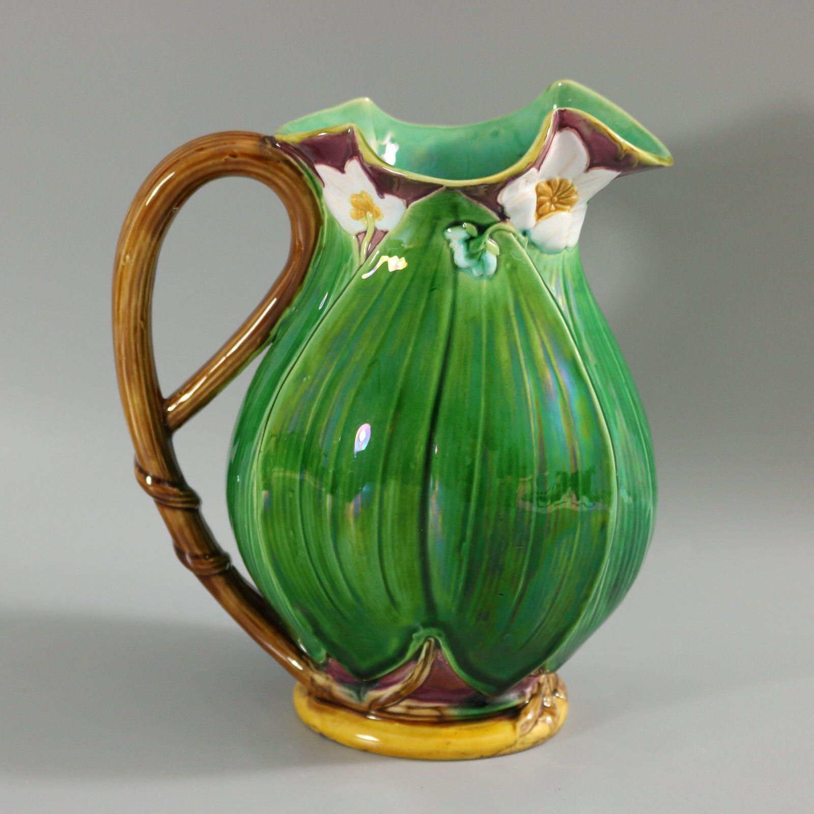 Large Victorian Minton Majolica Lily Jug/Pitcher For Sale 2
