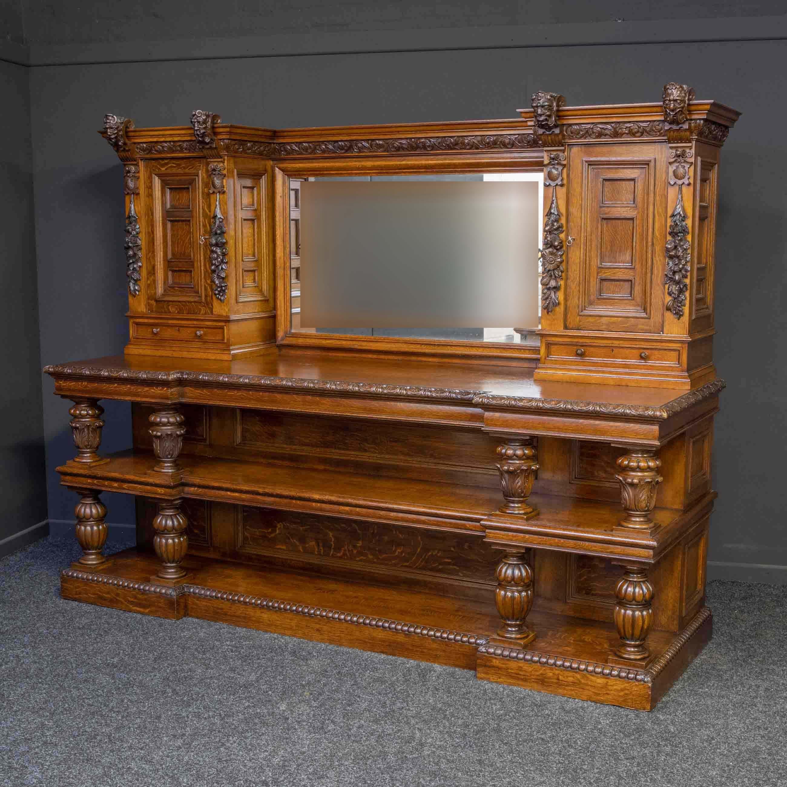 A magnificent solid English oak bar/buffet from the late Victorian period. Purchased by us in the Cotswolds and with possible connections to the historic Bullingdon Cricket Club. Of superb quality and extremely heavy although it does significantly