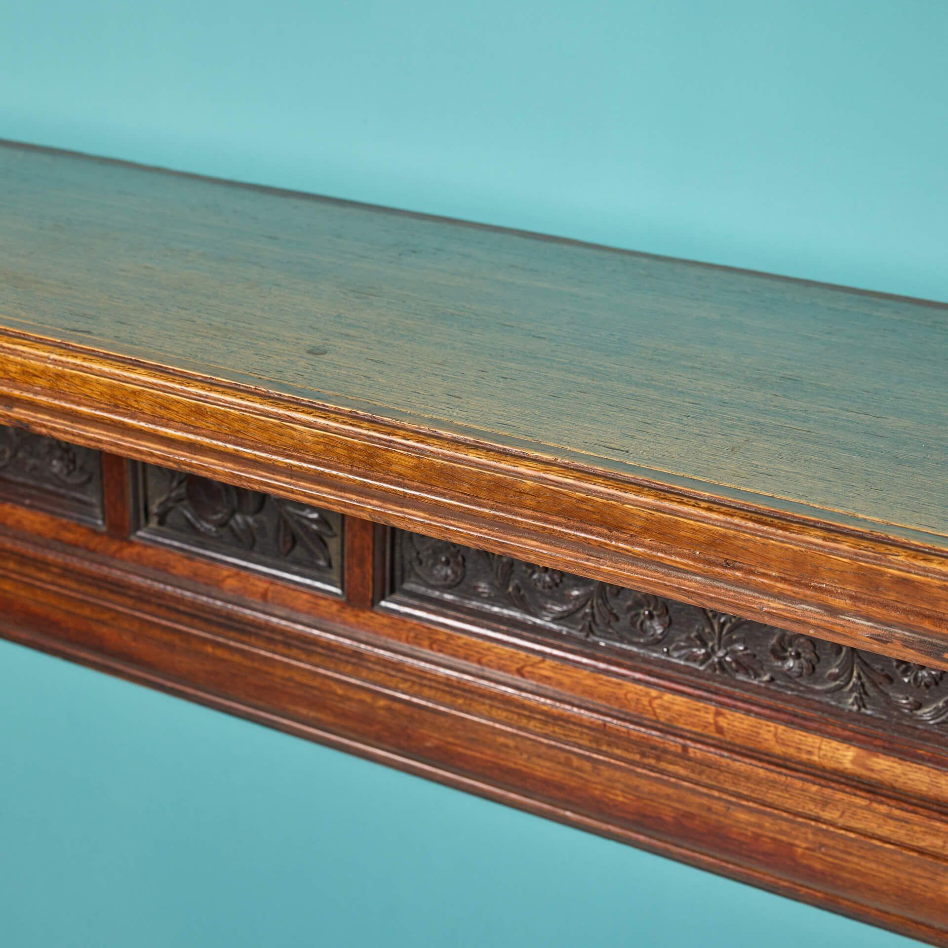 19th Century Large Victorian Oak Fire Mantel with Carved Jambs For Sale