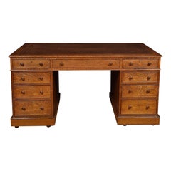 Antique Large Victorian Oak Partners Desk