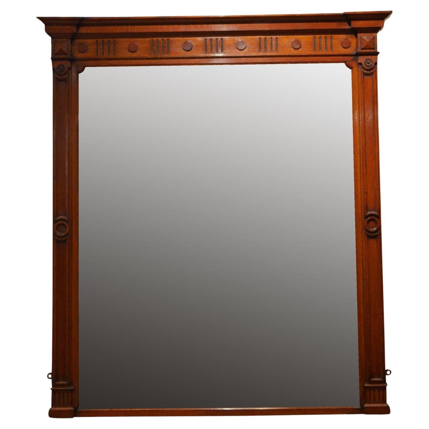 Grand miroir mural en Oak Oak de l'époque victorienne en vente