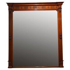 Grand miroir mural en Oak Oak de l'époque victorienne