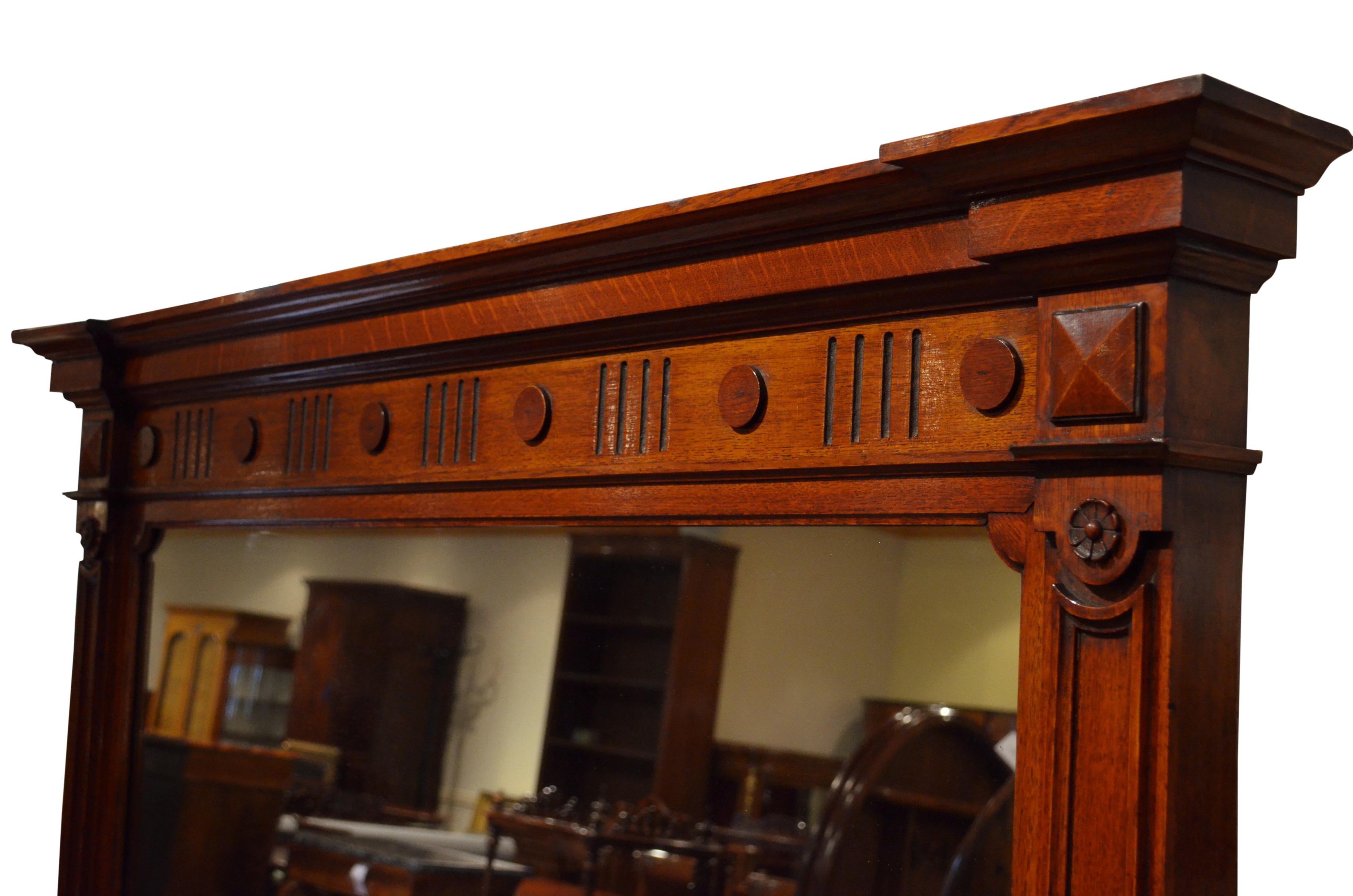 Grande specchio da parete vittoriano in Oak in vendita 1