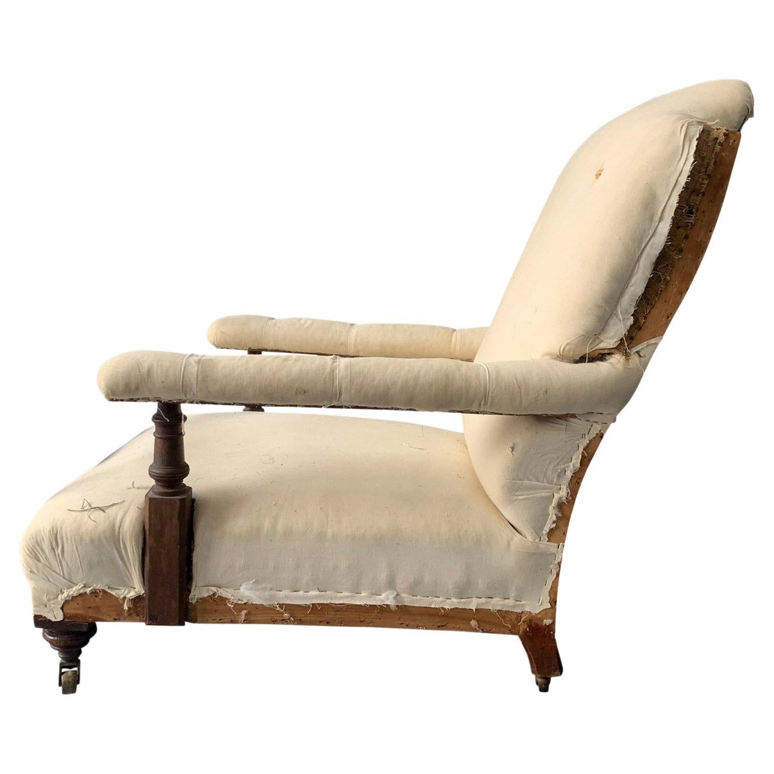 Large Victorian Open Armchair by Maple and Co. For Sale