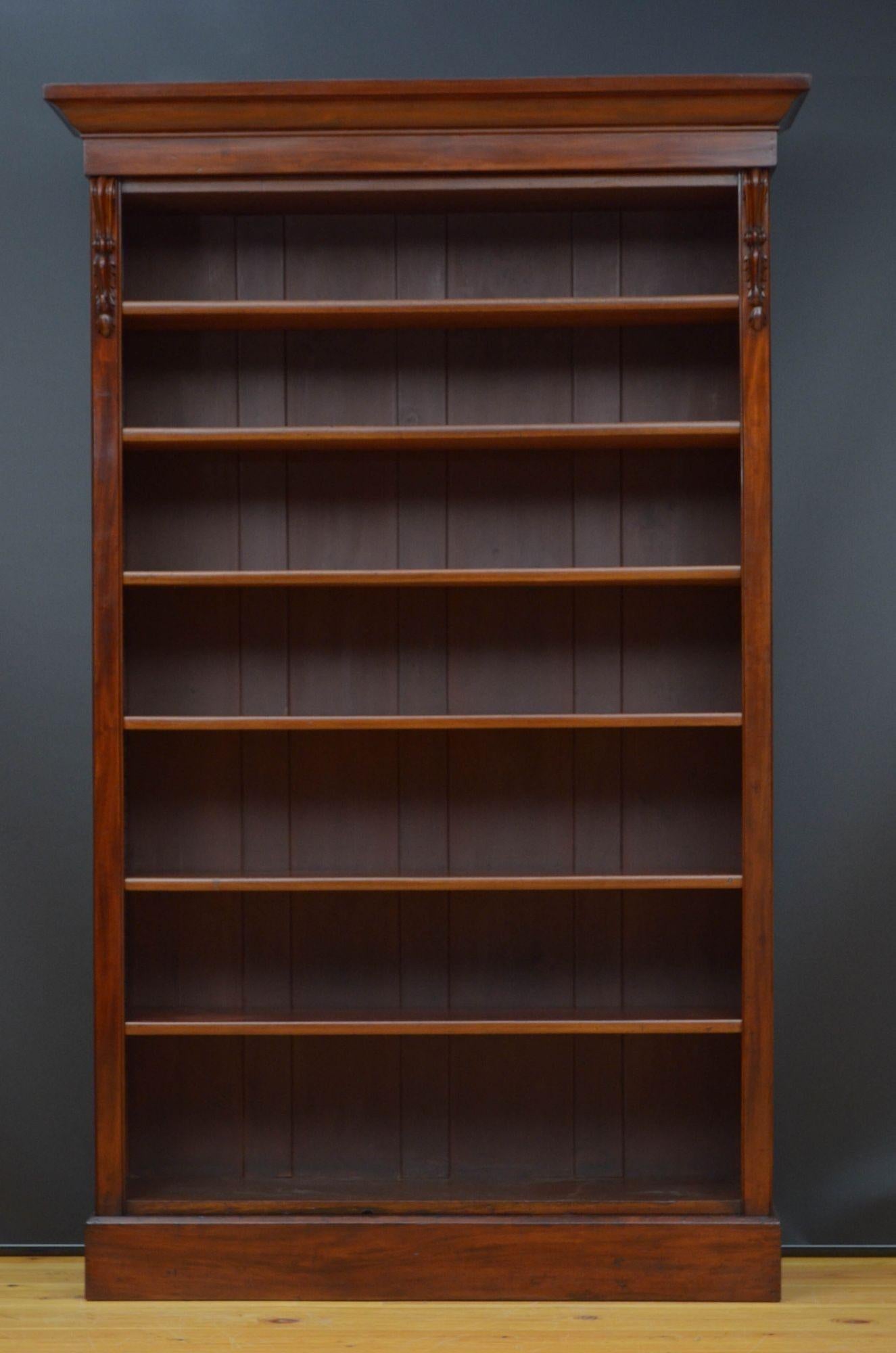 19th Century Large Victorian Open Bookcase in Mahogany