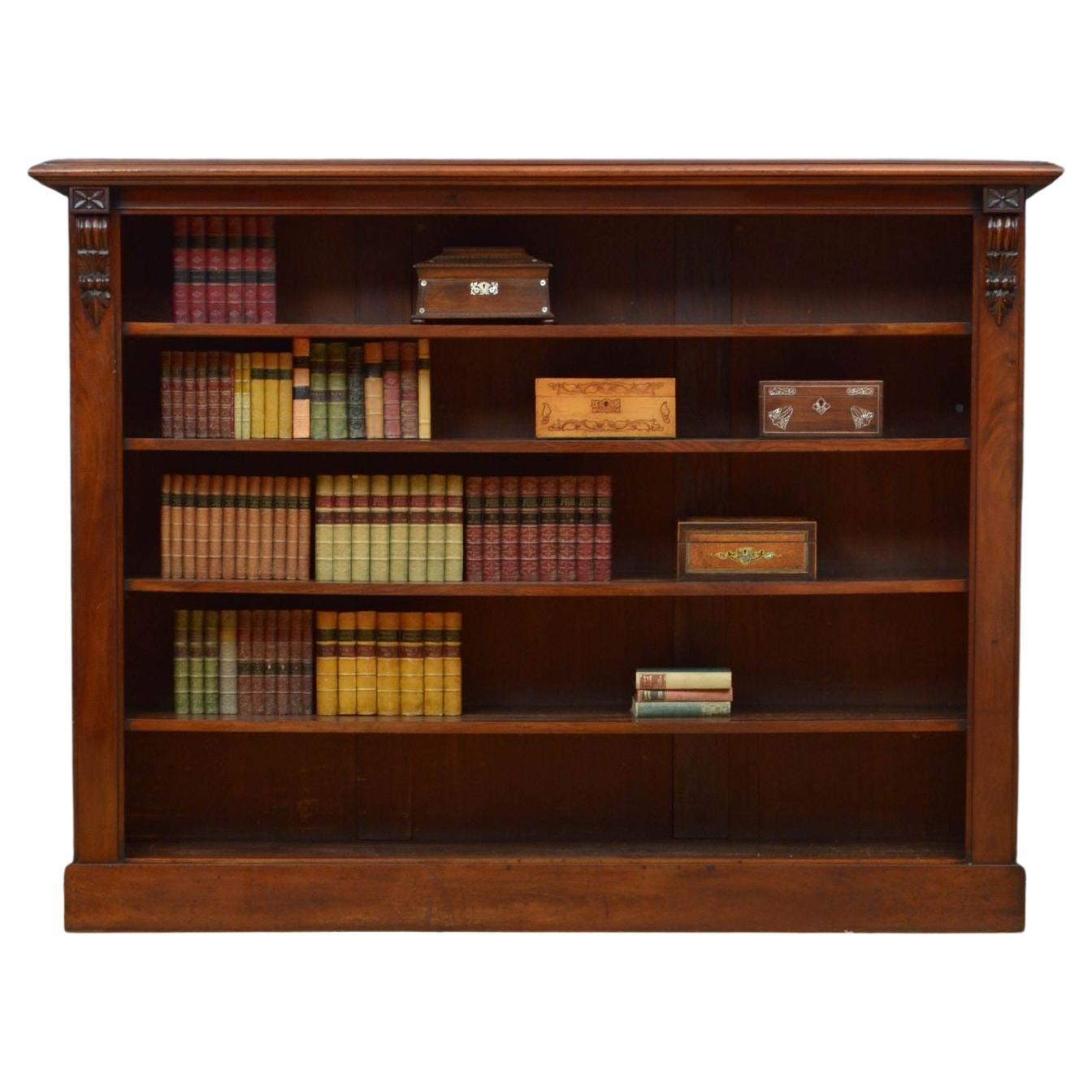 Large Victorian Open Bookcase in Mahogany For Sale
