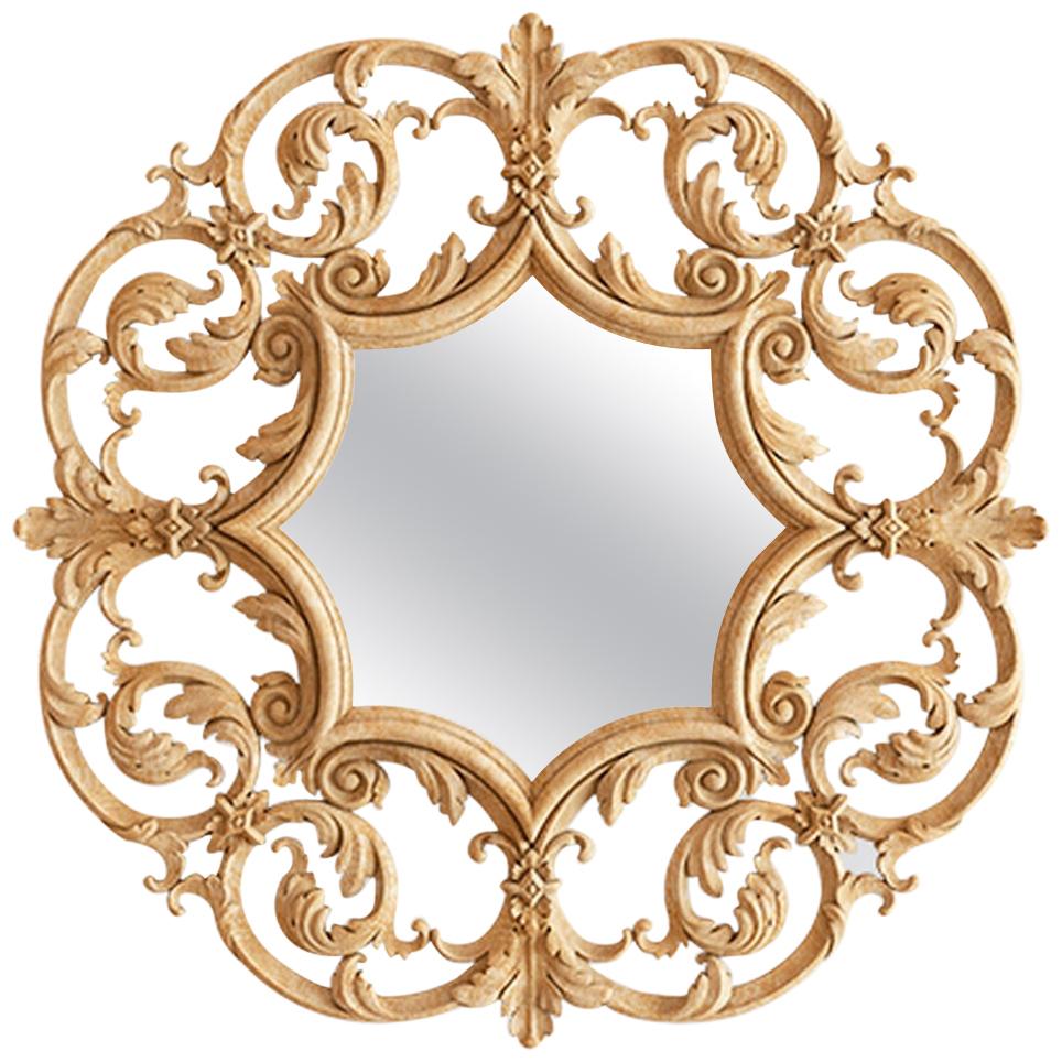 Large Modern Classic Ornate Wall Mirror Frame in Oak or Beech For Sale