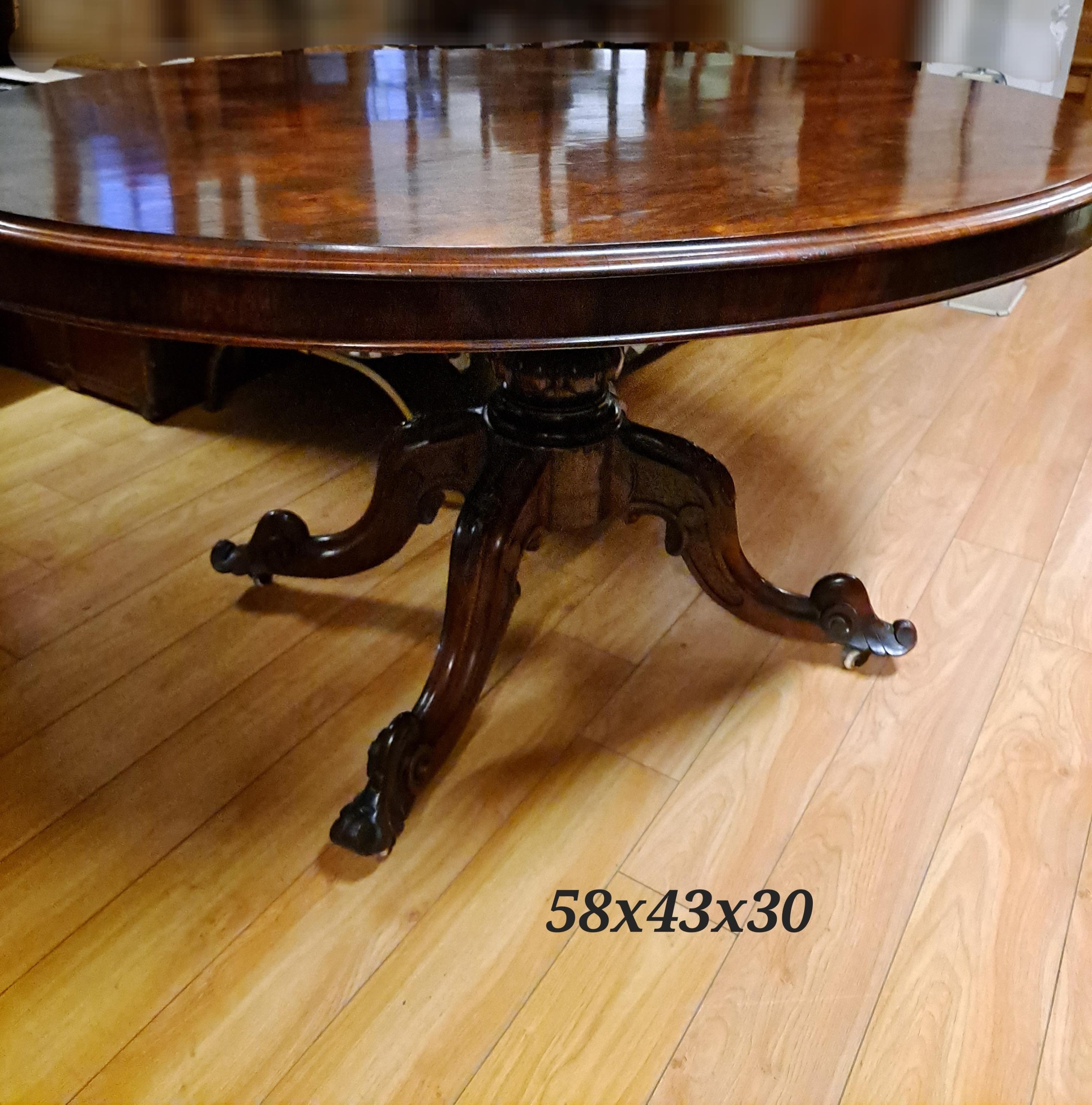 Large Victorian Oval Rosewood/Mahogany Breakfast/Tilt–Top Table For Sale 4