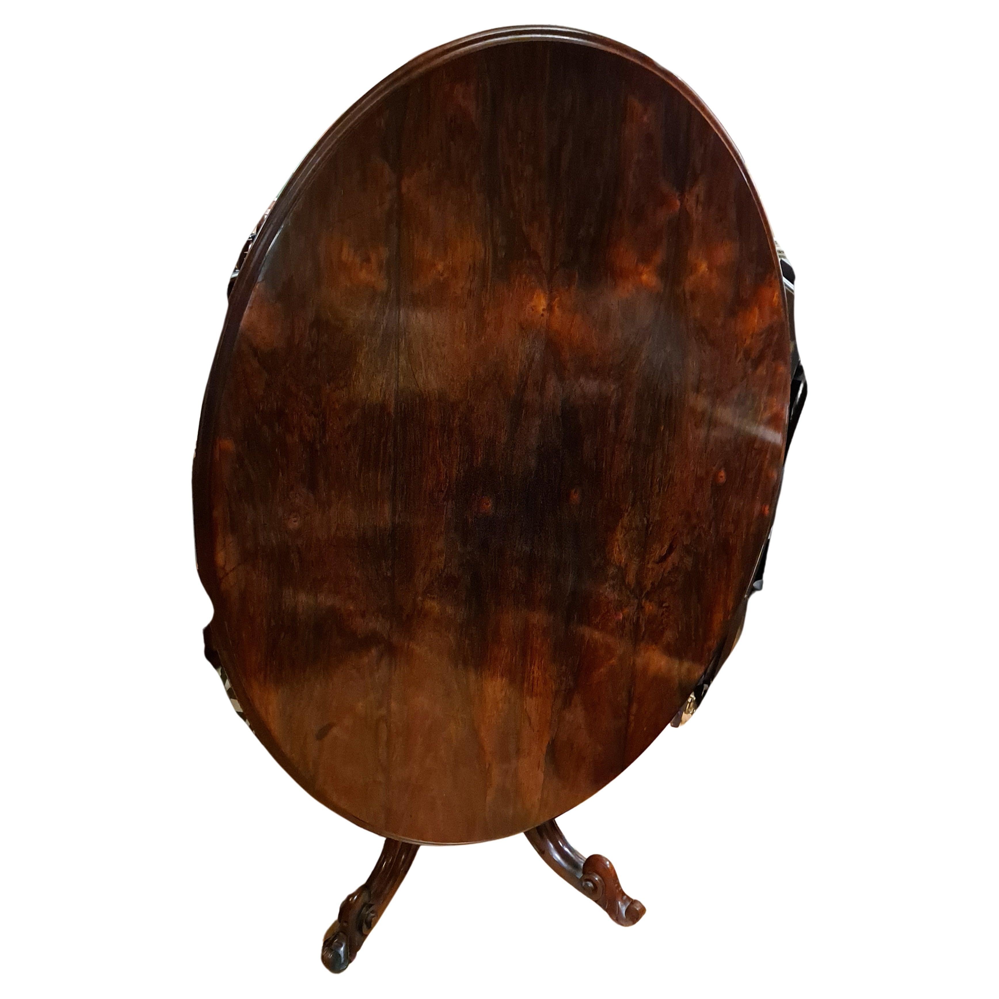 Large Victorian Oval Rosewood/Mahogany Breakfast/Tilt–Top Table For Sale